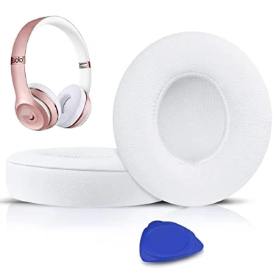 Image de SoloWIT® Coussinets d&#039;oreille, Oreillettes de Remplacement pour Beats Solo 2 &amp; 3 sans Fil Casque Supra auriculaire, Cache Oreilles Couverts en Cuir protéine, supression Bruit Mousse à mémoire