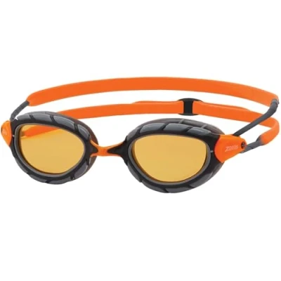 Image de Zoggs Predator Lunettes de natation flexibles polarisées avec protection UV, sangles à réglage rapide, verres anti buée pour adultes, ultra ajustés, gris/orange/cuivre polarisé, coupe plus
