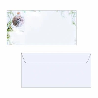 Image de SIGEL Du302 Enveloppes Motif Étoiles et Cristaux de Noël, Vert/Gris, Format Dl (11 X 22 cm), 50 Pièces