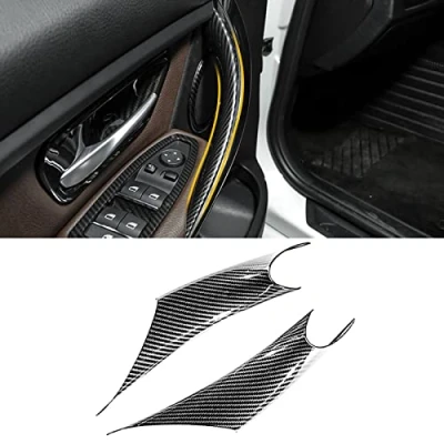 Image de TTCR II 2PCS Compatible avec Poignee Porte Interieur BMW 3/4 Series F30/F31/F34/F80 320i,328i,330i,335i&amp;F32/F33/F36 428i,435i,Conducteur et Passager Couvercle De Poignée (Motif Fibre Carbone)