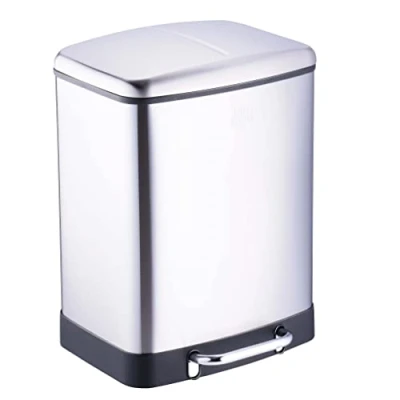Image de Dirt Devil Poubelle Double 2 x 12L Tri sélectif Mécanisme de Fermeture en Douceur Acier Inoxydable Facile à Vider 37 34.4 50.3 CM Argent