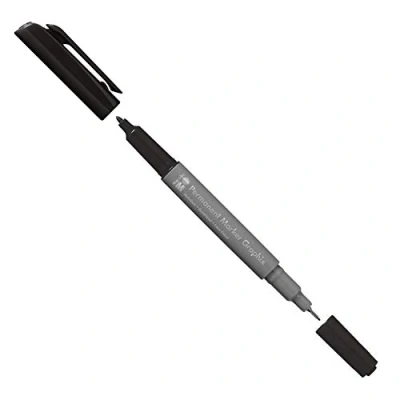 Image de Marabu Marqueur permanent Graphix noir à double pointe 1 2 mm et 0,5 mm, couleurs brillantes, séchage rapide, encre base d&#039;alcool, faible odeur imperméable, stück (1er Pack)