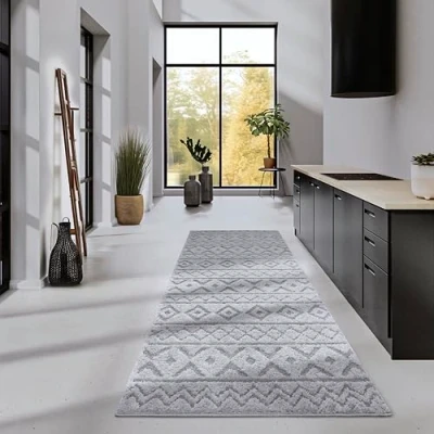 Image de Elle Decor ation Itinerance Tapis de Salon Moderne, à Poils Longs, Motif Moelleux, Doux, pour Salon, Chambre Coucher, d&#039;adolescent, Gris Clair, 80 x 240 cm