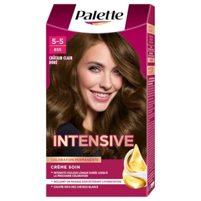 Image de Schwarzkopf Palette, Coloration Permanente Cheveux, Crème Soin, Couvre 100 Pour cent des Cheveux Blancs, Tenue 8 semaines, Chatain Clair Dore 655, 1 Unité