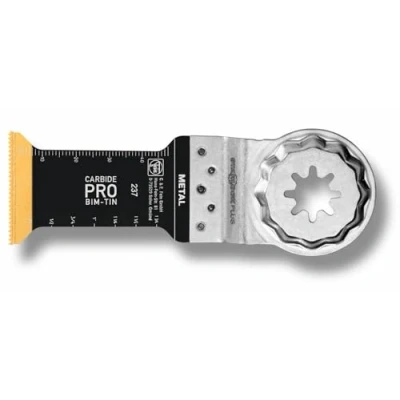 Image de FEIN Lame de scie E Cut Carbide Pro. Condit. 10 Pce, Largeur 32 mm, Longueur 60 Porte outil StarlockPlus, à concrétion carbure et revêtement TiN extrêmement résistante l’usure