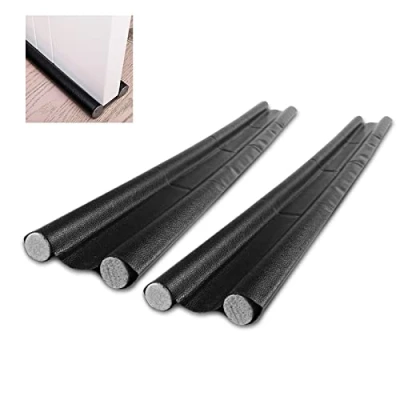 Image de Gvolatee 2 pièces Boudin de Porte Double Isolant 96 cm, Bas Asolation Anti Froid Lavable et Durable Bruit Insect, Noir Bâton en Mousse Inséré Découpable Gris