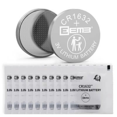 Image de EEMB Lot de 10 Piles Bouton CR1632 3 V au Lithium CR 1632 Li MnO₂ ECR1632, DL1632 pour Montre/Porte clés/Lunettes Lecture LED/Calculatrice/Lampe Poche LED/Jouets