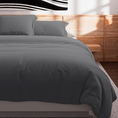 Image de Soleil d&#039;ocre, Housse de Couette en Coton 57 Fils 240x220 cm UNI Gris, par d&#039;Ocre