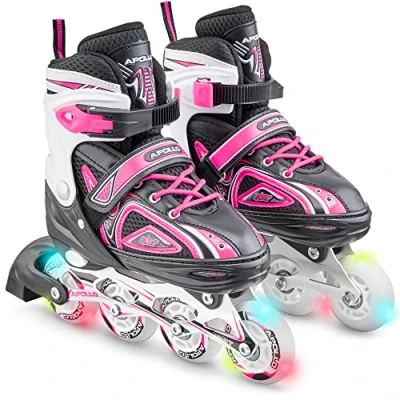 Image de Apollo Super Blades X Pro, S, M, L, Roues LED illuminées Rollers pour Enfants idéals débutants, Patins à roulettes Confortables Inline Filles et garçons