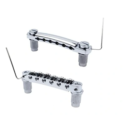 Image de Guyker Guitar Tune O Matic Bridge and Stop Bar Tailpiece Combo Replacement Compatible with LP SG EPI 6 String Electric Guitar(GS001 + GM005, chrome)