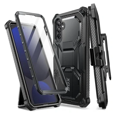 Image de i Blason Coque pour Samsung Galaxy S24 FE avec Support Béquille &amp; Etui Ceinture [Protecteur d&#039;Ecran Intégré] [Empreinte Digitale Compatible] [Armorbox] Protection Militaire Robuste Intégrale, Noir