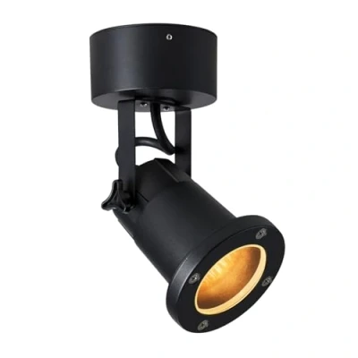 Image de SLV 1002867 Applique Nautilus WL QPAR51/Éclairage pour Murs, allées, entrées, Spot LED saillie d&#039;extérieur, Lampe de jardin/GU10 IP54 11W Noir, Aluminium