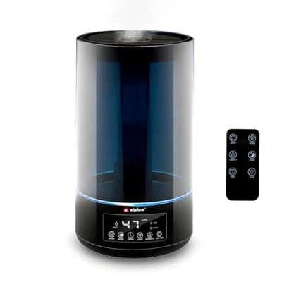 Image de alpina Humidificateur d&#039;Air Chambre 4.3L Ultrasonic Mist Plantes d&#039;intérieur Diffuseur avec Timer Aromathérapie Veilleuse Télécommande Noir