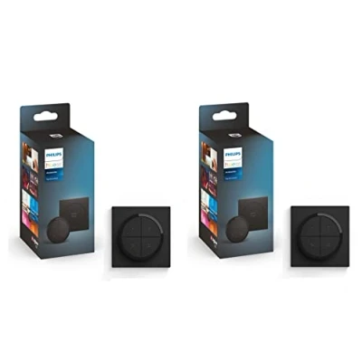 Image de Philips Hue 2 boutons Télécommandes Tap Dial Switch, noir, permettent le contrôle de plusieurs pièces ou une zone