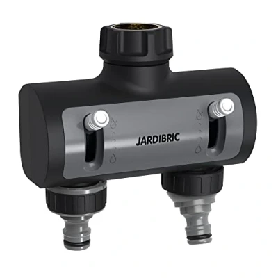 Image de Jardibric Sélecteur 2 Sorties Filetées avec Nez de Robinet M20x27 Entrée Métal Gainée F 20x27 1 Sortie Orientable Distribution d&#039;eau Précise et Polyvalente, Installation Robuste Facile.