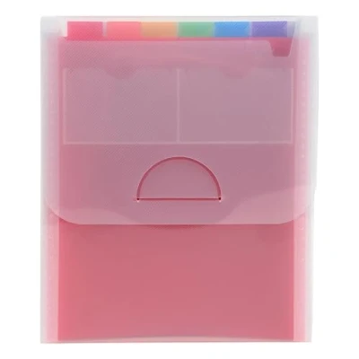 Image de Exacompta Réf. 55798E Carton de 5 trieurs valisette vertical Crystal couverture et intérieur en PP avec 2 porte étiquettes sur la face 6 compartiments dim 25,5x30,5cm pour A4 cristal