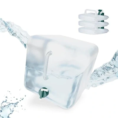 Image de Relaxdays Jerricans carrés pliants en Lot de 4, 20 litres, Contenant à Eau, avec Robinet, sans BPA, Transparent