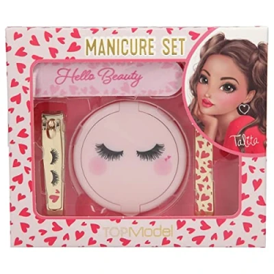 Image de Depesche 11870 0011870 TOPModel Beauty Girl Manicure Packed in a Box with Heart Pattern and Sleeping Eyes, Set Mirror, File, Nail Clippers Tweezers, Multicoloured