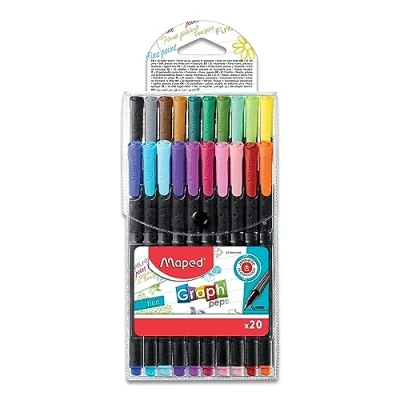 Image de MAPED 49297 Feutre Coloriage Graph&#039;p Eps Écriture Fine Point 0.4mm Diamètre Triangulaire pochettes Lot de 20 Assorties