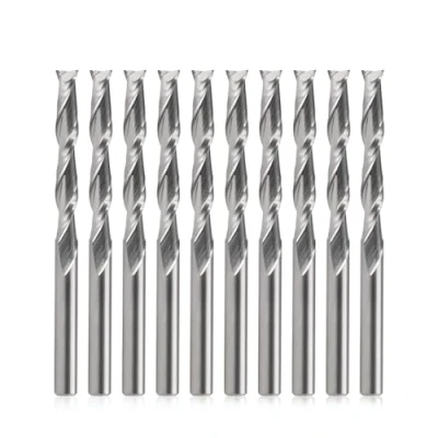 Image de EU_HOZLY Lot de 10 fraises à deux flûtes VHM Micro End 3,175 x 22 mm Pour bois CNC