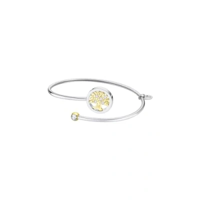 Image de Bracelet jonc Lotus acier bicolore arbre de vie Blanc et Jaune