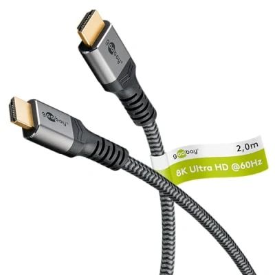 Image de Goobay 65261 câble HDMI 2 m Type A (Standard) Noir, Argent Neuf