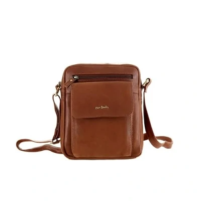 Image de Pierre Cardin Pochette Homme Bandoulière Sac Cuir 23x26x10 cm Bandouliere Ceinture 150 cm, Poches Spacieuses Camel