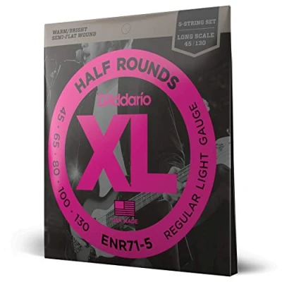 Image de D&#039;Addario ENR71 5 cordes longues pour basse avec filet demi rond Regular Light 45 130