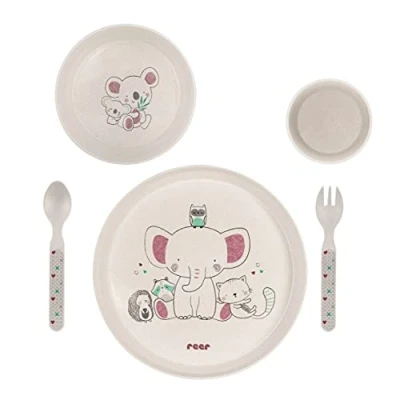 Image de Reer Growing LovelyFriends Ensemble de vaisselle pour enfant durable sans substances nocives mélamine Motif animaux 22020 W