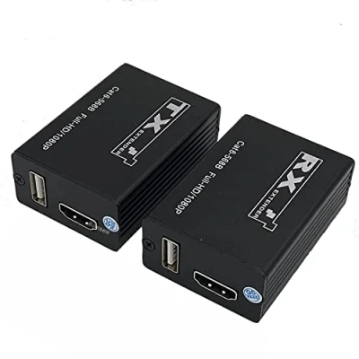 Image de Extension KVM HDMI RJ45 30M 1080P avec USB sur Cat6 5E LAN Network Ethernet Extender pour PS5 TV PC portable HDTV (30M)