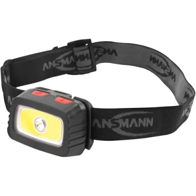 Image de ANSMANN Lampe frontale HD200B (1 pce) Torche LED 3W &amp; COB 1,5W inclinable multifonction IP44 d&#039;une puissance de 185 lumens pour une portée 50 m max.