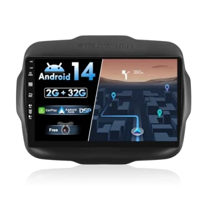 Image de JOYX Android 13 Autoradio Compatible avec Jeep Renegade (2015 2018) [2G+32G] 2 Din Caméra Canbus GRATUITES 9 Pouce 2.5D Screen Soutien Dab Volant 4G WiFi Bluetooth5.0 Carplay Auto