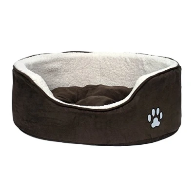 Image de Petface Dog Bed SAMS Panier Ovale pour Chiot Taille S, Faux suède, Marron, S