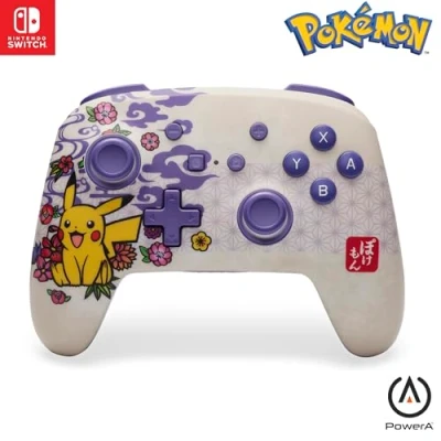 Image de manette sans fil améliorée PowerA pour Nintendo Switch Fleur de Pikachu, modèle OLED, Lite, Gamepad, jeu, Bluetooth
