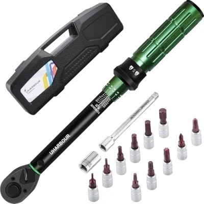 Image de Uharbour clé dynamométrique pour vélo 1 25 Nm, 1/4, jeu de clés dynamométriques avec embouts et tige d&#039;extension vélo, précision d&#039;erreur ±3 %