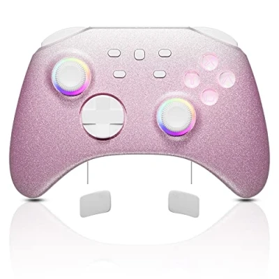 Image de Rose dégradé Mytrix Manette sans fil pour Nintendo Switch/Lite/OLED avec joystick optique RVB, compatible Switch/PC/Android/Ios/Steam Deck multiplateforme macro/réveil/Turbo/vibration