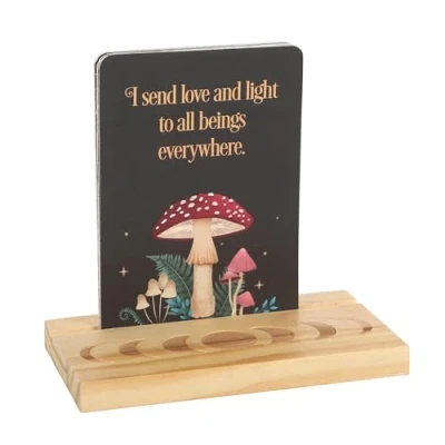 Image de Dark Forest Cartes d&#039;affirmation mystique avec support en bois pour phases de lune quotidiennes positivité des forêts