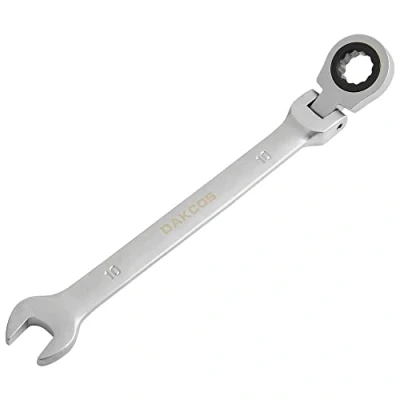 Image de DAKCOS Clé à cliquet combinée 10mm métrique articulée en CR V avec finition chromée mate