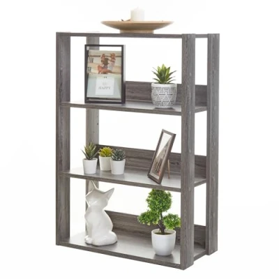 Image de Iris Ohyama, Bibliothèque, Meuble de rangement à 3 Niveaux, Étagères ajustables tous les 14 cm, Stable, Industriel, Montage Facile, Salon, Entrée, Chambre, Bureau Open Wood Rack OWR 600 Chêne gris