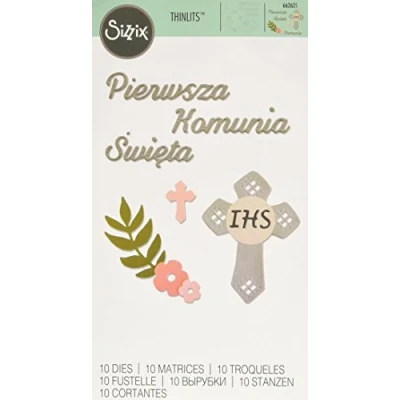 Image de Sizzix 662621 Thinlits Die Set 10PK Première Communion (English: First Holy Commu, Métal, Multicolour, 26 x 13 0,2 cm