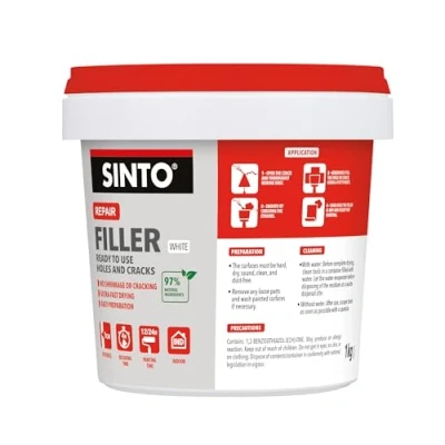 Image de SINTO Enduit Rebouchage Trous et Fissures Prêt à l&#039;Emploi 97% d&#039;Ingrédients d&#039;Origine Naturelle Séchage Rapide Sans Retrait Ni Fissure Usage Intérieur Technique Professionnelle 1kg