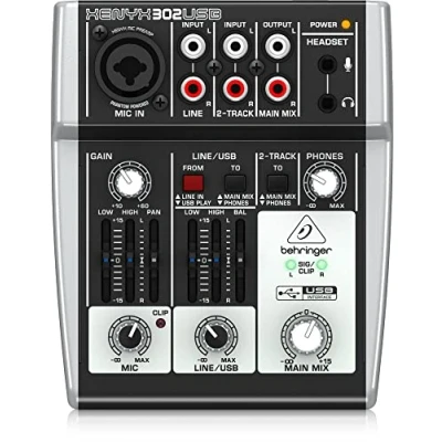 Image de Behringer 302USB Table de Mixage 5 Entrées Haut Gamme avec Préampli Micro XENYX et Interface USB/Audio, Compatible PC Mac
