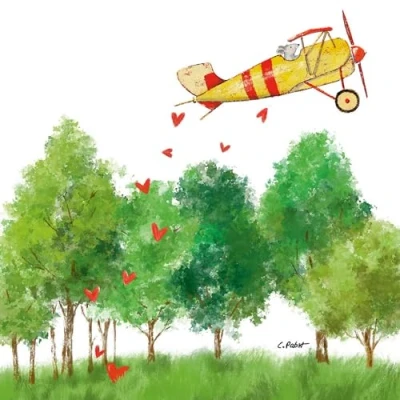 Image de Lot de 20 serviettes table en papier avec motif avion sur les arbres Convient également pour le découpage et la technique des 33 x cm