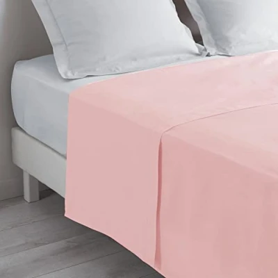 Image de douceur d&#039;intérieur, Drap Plat (180 x 290 cm) Lina Dragée, 100% Coton, Dragee
