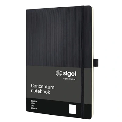 Image de Sigel CO338 Carnet de notes Conceptum, black, couverture souple Idéal comme journal intime, bullet journal, livre d&#039;idées, cahier d&#039;écriture environ A4, uni
