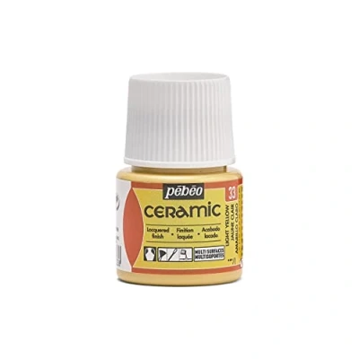 Image de Pébéo Ceramic Couleur Opaque pour Terre Cuite, Céramique et Faïence Effet Brillant Finition Laquée Flacon 45 jaune, Jaune Clair 025 033
