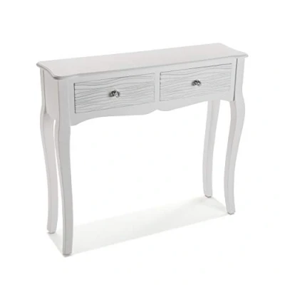 Image de Versa Avery Meuble d&#039;Entrée Étroit pour Entrée ou Couloir, Table Console, avec 2 tiroirs, Dimensions (H x l L) 80 25 90 cm, Bois, Couleur: Blanc