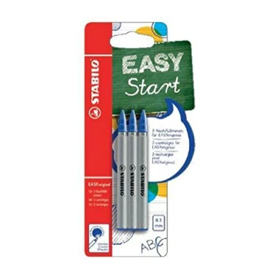 Image de stylo roller STABILO EASYoriginal blister x 3 recharges pour ergonomique (encre bleue effaçable / pointe 0,3mm)