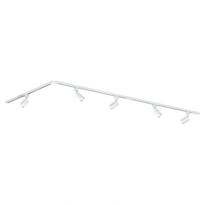 Image de Qub Focus III Spots et Rails de Blanc GU10 300cm 5 sur Rail Orientable Forme L Plafonnier LED Cuisine, Salon, Salle a Manger Spot Plafond