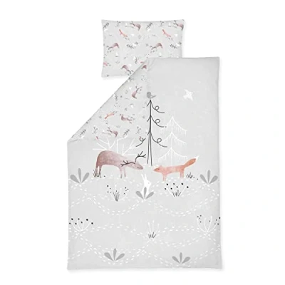 Image de Julius Zöllner Parure de lit pour Enfant 100% Coton, Standard 100 par Oeko TEX, fabriquée en Allemagne, Taille x 135 + 40 60 cm, Woodlife
